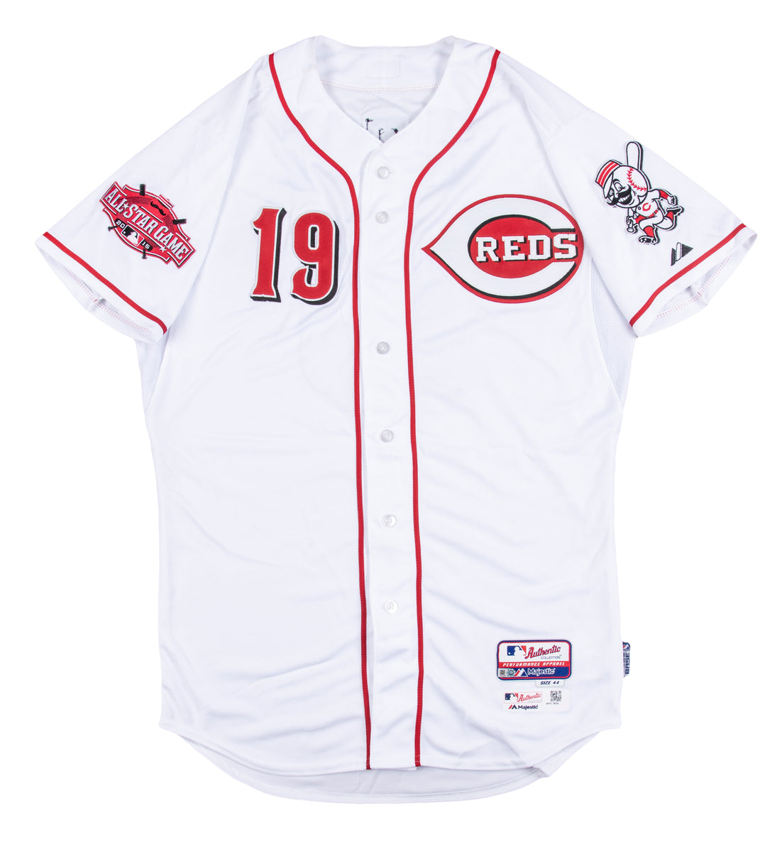 Joey Votto -- Game-Used Los Rojos Jersey -- Sept. 22, 2017 (Went 1-for-3,  2 BB, R)