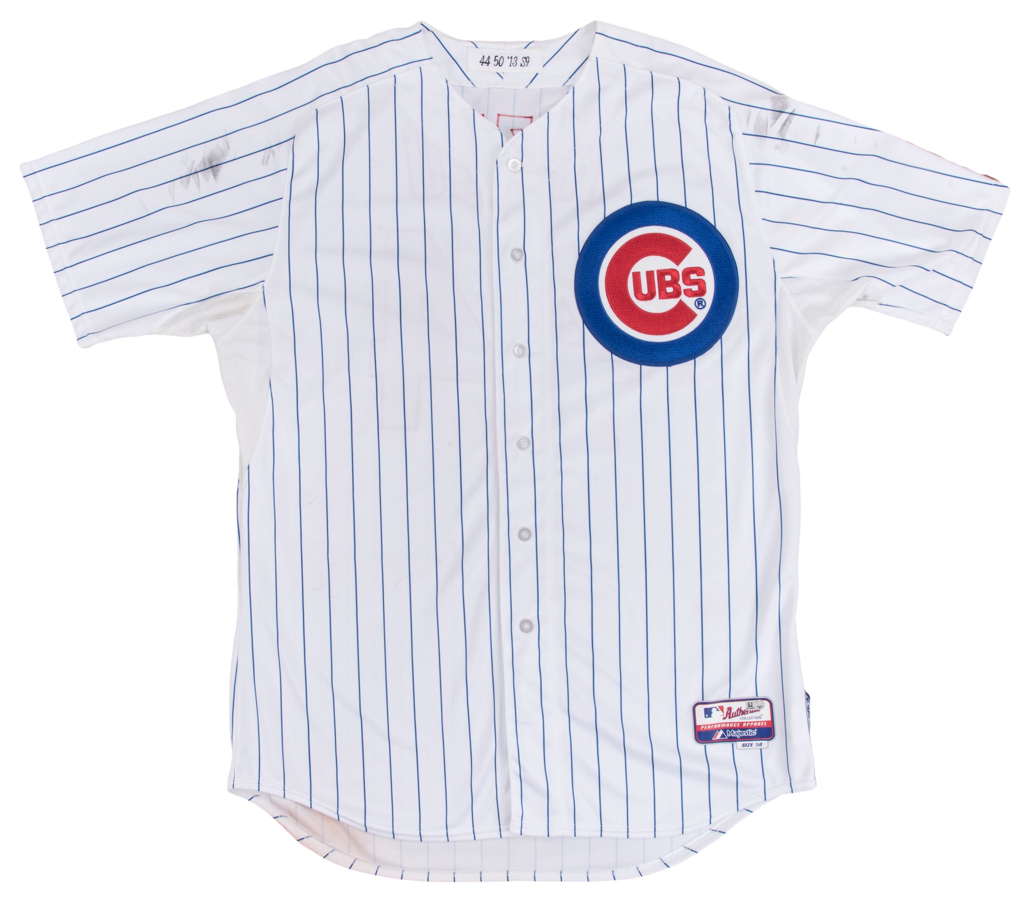 Anthony Rizzo official Cubs home pinstripe jersey from Majestic