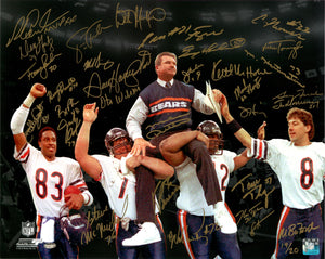 1985 Chicago Bears Team Signed 16x20 Super Bowl XX Victory Photo With 31 Signatures Including Dent, Hampton, & Singletary