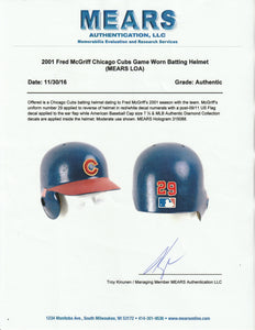 2001 Fred McGriff Game Used Chicago Cubs Batting Helmet