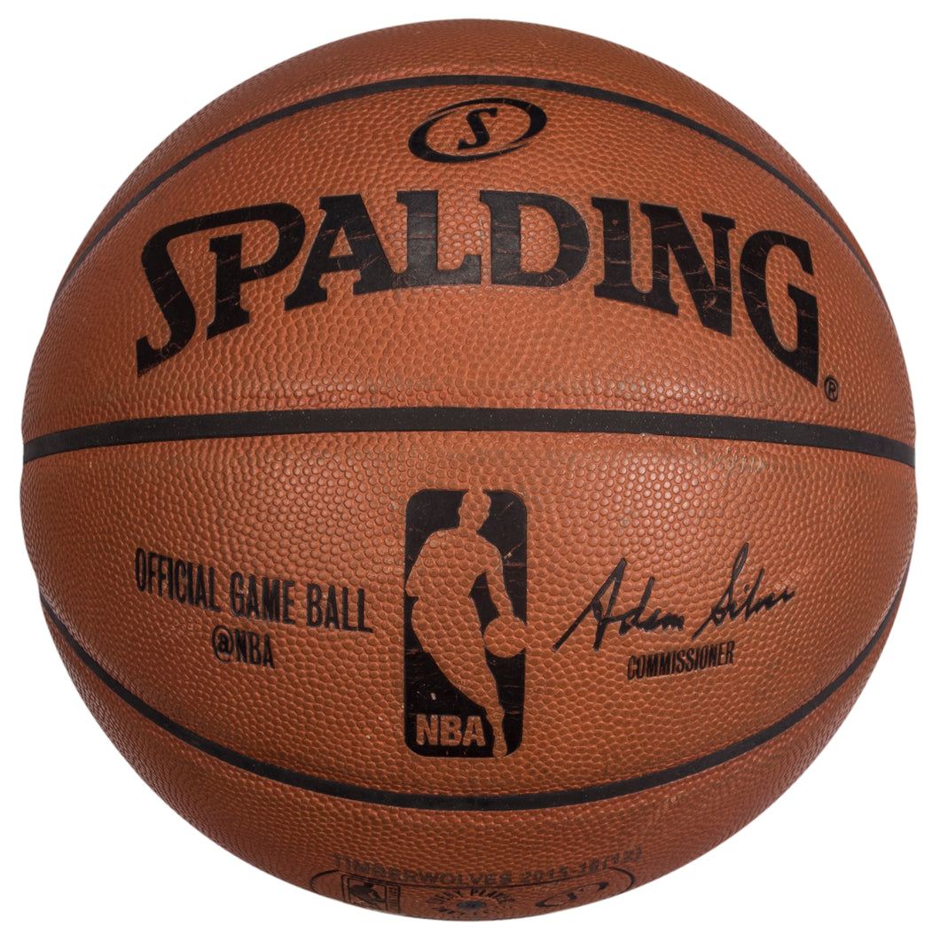 2015 Minnesota Timberwolves & Golden State Warriors Game Used Spalding Basketball Photo Matched To 4 Games