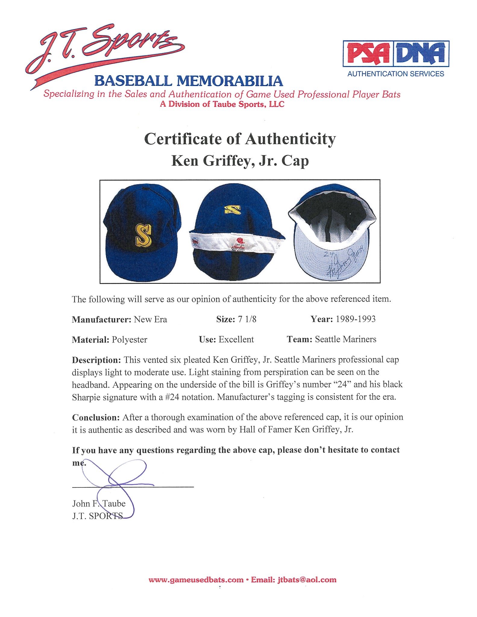 Ken Griffey, Jr. Signed Hat Reds – COA UDA