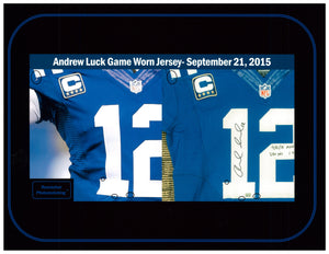2015 Andrew Luck Game Used & Signed Indianapolis Colts Home Jersey Photo Matched To 9/21/2015