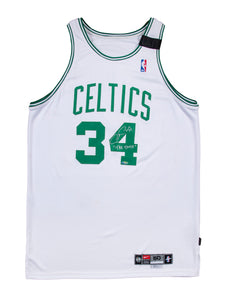 2000-2001 Paul Pierce Game Used and Signed Boston Celtics Home Jersey with Dorothy "Dot" Auerbach Memorial Band