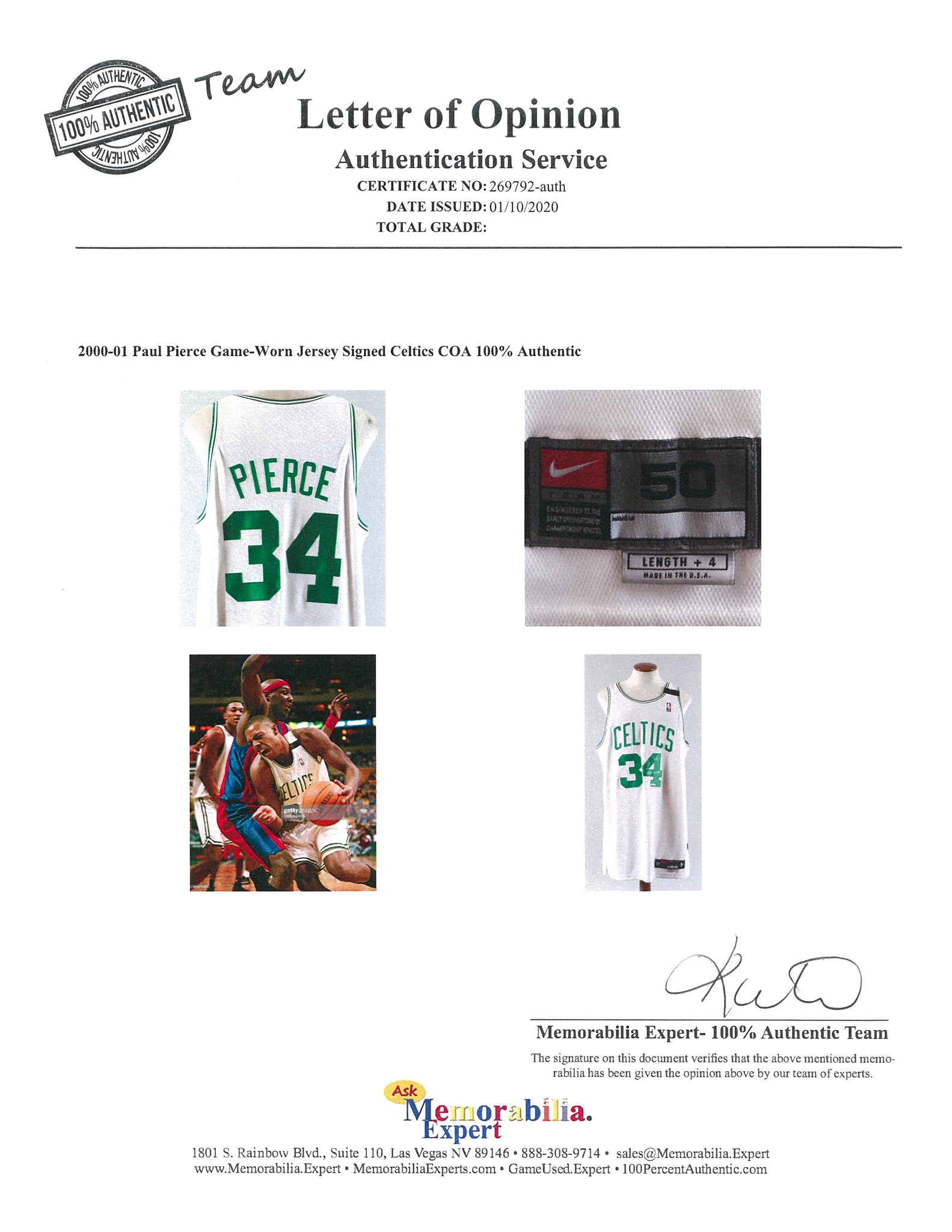 2007 Paul Pierce Game Worn Europe Live Tour Boston Celtics, Lot #53086