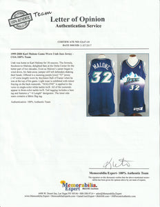1999-2000 Karl Malone Game Used Utah Jazz Jersey