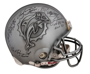 Miami Dolphins Legends and Greats Multi-signed Authentic Pewter Helmet with 17 Signatures Including Marino, Griese, Csonka and more