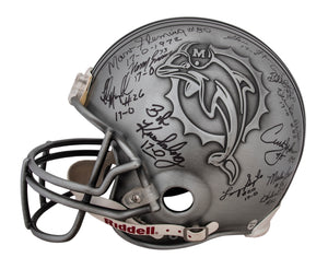 Miami Dolphins Legends and Greats Multi-signed Authentic Pewter Helmet with 17 Signatures Including Marino, Griese, Csonka and more