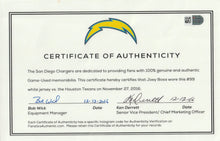 Load image into Gallery viewer, 2016 Joey Bosa Game Used, Signed &amp; Inscribed San Diego Chargers Rookie Jersey Used on November 27, 2016 - Defensive Rookie of the Year!