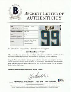 2016 Joey Bosa Game Used, Signed & Inscribed San Diego Chargers Rookie Jersey Used on November 27, 2016 - Defensive Rookie of the Year!