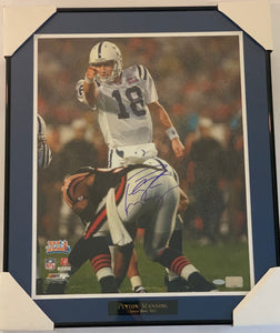 Peyton Manning Autographed Colts Super Bowl XLI Pointing at Line 16x20 Framed Photograph