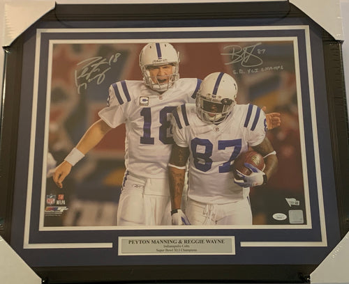 Peyton Manning and Reggie Wayne Autographed Colts Super Bowl Champs 16x20 Photograph