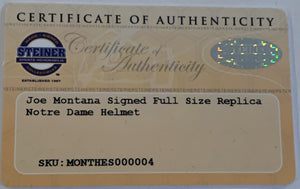 Joe Montana Autographed Replica Helmet