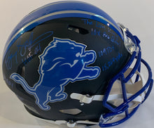 Load image into Gallery viewer, Barry Sanders Autographed Authentic Helmet with 7 Inscriptions