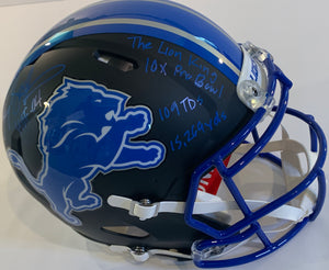 Barry Sanders Autographed Authentic Helmet with 7 Inscriptions